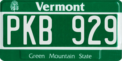 VT license plate PKB929