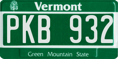 VT license plate PKB932