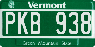 VT license plate PKB938