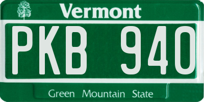 VT license plate PKB940