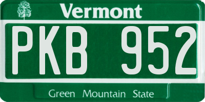 VT license plate PKB952