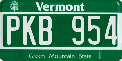VT license plate PKB954