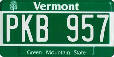 VT license plate PKB957