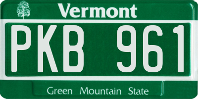 VT license plate PKB961