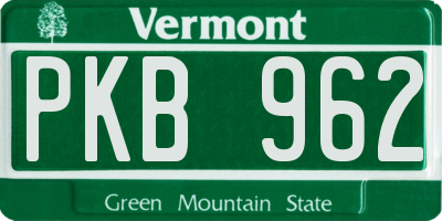 VT license plate PKB962