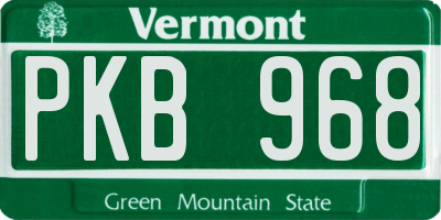 VT license plate PKB968