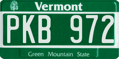 VT license plate PKB972