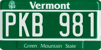 VT license plate PKB981