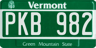 VT license plate PKB982