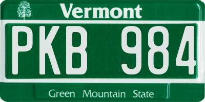 VT license plate PKB984