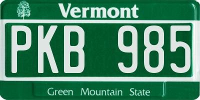 VT license plate PKB985