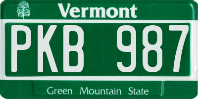 VT license plate PKB987