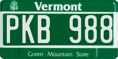 VT license plate PKB988