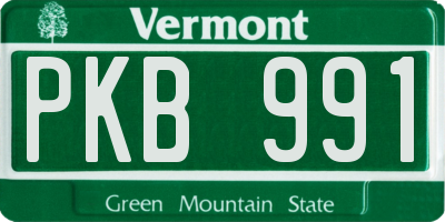 VT license plate PKB991