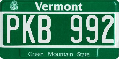 VT license plate PKB992