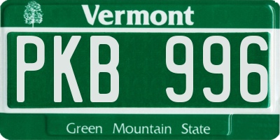 VT license plate PKB996
