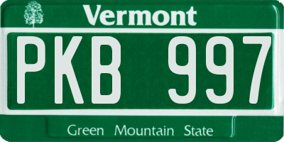 VT license plate PKB997