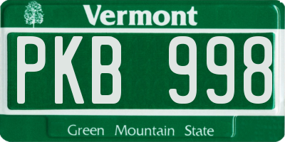 VT license plate PKB998