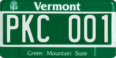 VT license plate PKC001
