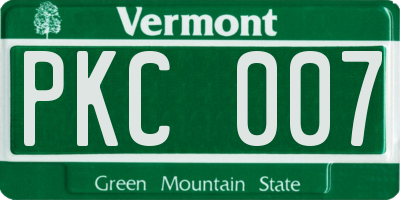 VT license plate PKC007