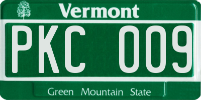 VT license plate PKC009