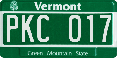 VT license plate PKC017