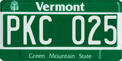 VT license plate PKC025