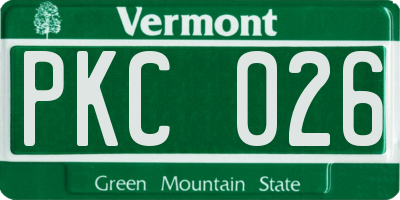 VT license plate PKC026