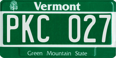 VT license plate PKC027