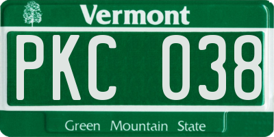 VT license plate PKC038