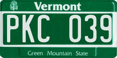 VT license plate PKC039