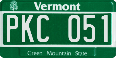 VT license plate PKC051