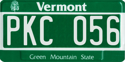 VT license plate PKC056