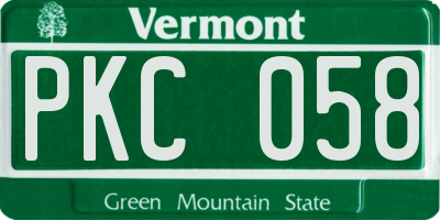 VT license plate PKC058