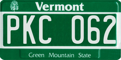 VT license plate PKC062