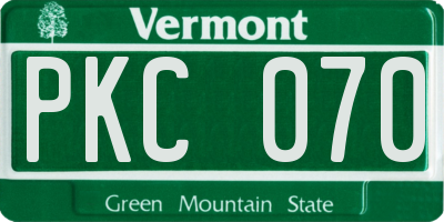 VT license plate PKC070