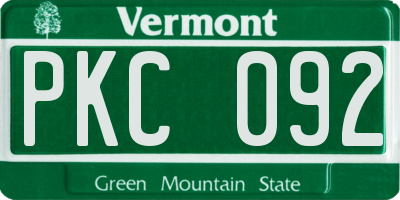 VT license plate PKC092