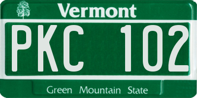 VT license plate PKC102
