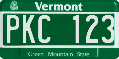 VT license plate PKC123