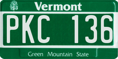 VT license plate PKC136
