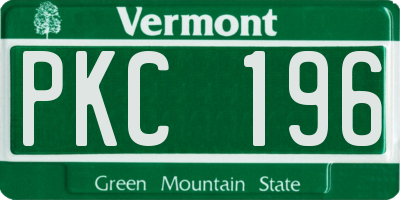 VT license plate PKC196