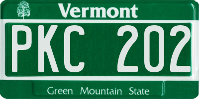 VT license plate PKC202