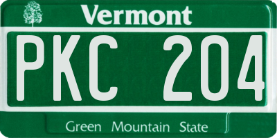 VT license plate PKC204