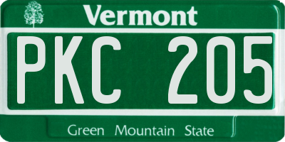 VT license plate PKC205