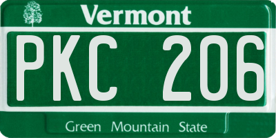 VT license plate PKC206