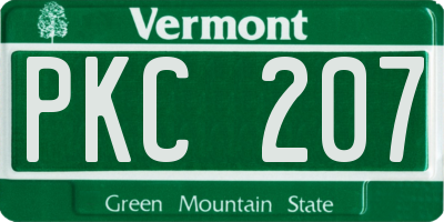 VT license plate PKC207