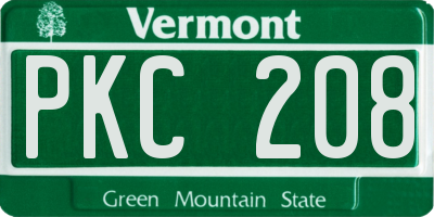 VT license plate PKC208
