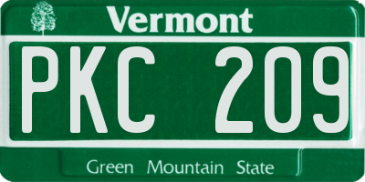 VT license plate PKC209