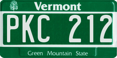 VT license plate PKC212