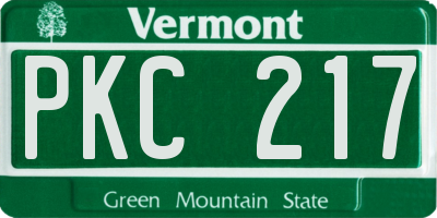 VT license plate PKC217